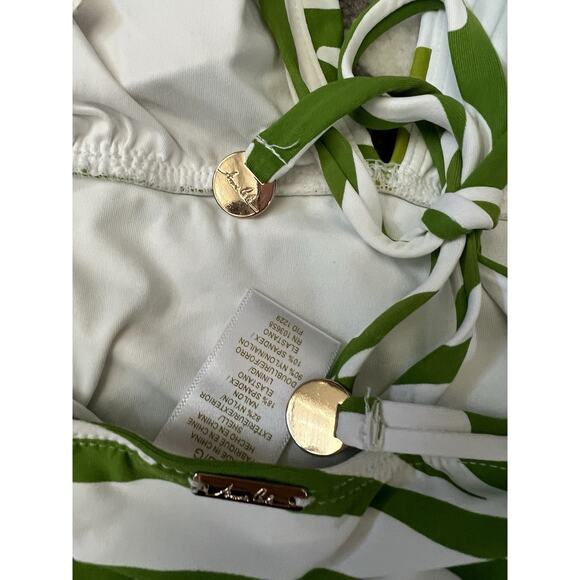 ANNE COLE Green Animal Print Halter Key Hole Tankini Swimsuit Top Sz L NWT - Picture 8 of 9